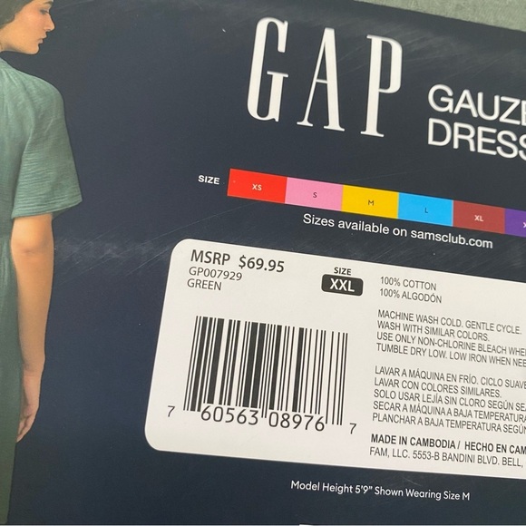 NWT Gap gauze v-neck sage green mini dress - Picture 4 of 4